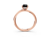 Rose gold Fancy Black Emerald Cut Diamond Solitaire Ring with Thin Band and Four-Prong Setting_3
