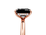 Rose gold Fancy Black Emerald Cut Diamond Solitaire Ring with Thin Band and Four-Prong Setting_5
