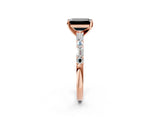 Rose gold Fancy Black Emerald Cut Diamond Solitaire with Side Baguettes and Channel Set Band_2