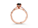 Rose gold Fancy Black Emerald Cut Diamond Solitaire with Side Baguettes and Channel Set Band_3