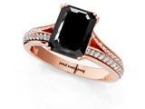 Rose gold Fancy Black Emerald Cut Diamond Split Shank Engagement Ring with Pavé Band_1