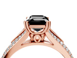Rose gold Fancy Black Emerald Cut Diamond Split Shank Engagement Ring with Pavé Band_4