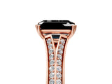 Rose gold Fancy Black Emerald Cut Diamond Split Shank Engagement Ring with Pavé Band_5