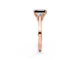 Rose gold Fancy Black Emerald Cut Diamond Three-Stone Engagement Ring with Prong Setting and Pavé Band_2