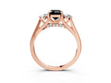 Rose gold Fancy Black Emerald Cut Diamond Three-Stone Engagement Ring with Prong Setting and Pavé Band_3