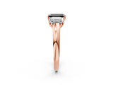 Rose gold Fancy Black Emerald Cut Diamond Three-Stone Ring with Four-Prong Setting and Classic Band_2