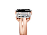 Rose gold Fancy Black Emerald Cut Diamond Three-Stone Ring with Four-Prong Setting and Classic Band_5