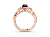 Rose gold Fancy Black Emerald Cut Diamond Three-Stone Ring with Pavé Split Shank and Four-Prong Setting_3