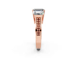 Rose gold Fancy Black Emerald Cut Diamond Three-Stone Ring with Prong Setting and Textured Band_2
