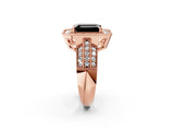 Rose gold Fancy Black Emerald Cut Halo Diamond Engagement Ring with Pave Split Shank and Four-Prong Setting_2