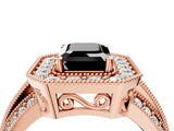 Rose gold Fancy Black Emerald Cut Halo Diamond Engagement Ring with Pave Split Shank and Four-Prong Setting_4