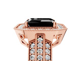 Rose gold Fancy Black Emerald Cut Halo Diamond Engagement Ring with Pave Split Shank and Four-Prong Setting_5