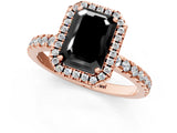 Rose gold Fancy Black Emerald Cut Halo Diamond Pave Band with Prong Setting_1