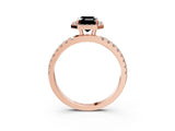Rose gold Fancy Black Emerald Cut Halo Diamond Pave Band with Prong Setting_3