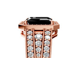 Rose gold Fancy Black Emerald Cut Halo Diamond Split Shank Ring with Prong Setting_5