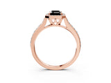 Rose gold Fancy Black Emerald Cut Halo Round Diamond Pavé Band with Four-Prong Setting_6