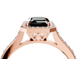 Rose gold Fancy Black Emerald Cut Halo Round Diamond Pavé Band with Four-Prong Setting_7