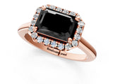 Rose gold Fancy Black Emerald Cut Halo Round Diamond Solitaire Engagement Ring with Pave Band and Four-Prong Setting_13