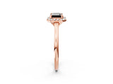 Rose gold Fancy Black Emerald Cut Halo Round Diamond Solitaire Engagement Ring with Pave Band and Four-Prong Setting_14