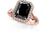 Rose gold Fancy Black Emerald Cut Halo Twist Band with Four-Prong Setting_13