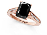 Rose gold Fancy Black Emerald Cut Solitaire Cathedral Diamond Engagement Ring with Channel-Set Band and Four-Prong Setting_4