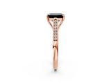 Rose gold Fancy Black Emerald Cut Solitaire Cathedral Diamond Engagement Ring with Channel-Set Band and Four-Prong Setting_5