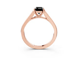 Rose gold Fancy Black Emerald Cut Solitaire Cathedral Diamond Engagement Ring with Channel-Set Band and Four-Prong Setting_6