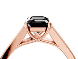 Rose gold Fancy Black Emerald Cut Solitaire Cathedral Diamond Engagement Ring with Channel-Set Band and Four-Prong Setting_7