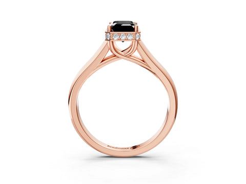 Rose gold Fancy Black Emerald Cut Solitaire Diamond Engagement Ring with Four-Prong Setting and Tapered Band_3