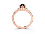 Rose gold Fancy Black Emerald Cut Solitaire Diamond Engagement Ring with Pavé Band and Six-Prong Setting_15