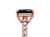 Rose gold Fancy Black Emerald Cut Solitaire Diamond Engagement Ring with Pavé Band and Six-Prong Setting_17