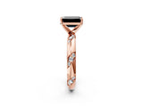 Rose gold Fancy Black Emerald Cut Solitaire Diamond Engagement Ring with Twisted Pave Band and Four-Prong Setting_5