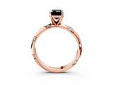 Rose gold Fancy Black Emerald Cut Solitaire Diamond Engagement Ring with Twisted Pave Band and Four-Prong Setting_6