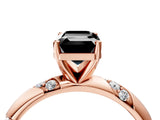 Rose gold Fancy Black Emerald Cut Solitaire Diamond Engagement Ring with Twisted Pave Band and Four-Prong Setting_7
