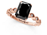 Rose gold Fancy Black Emerald Cut Solitaire Diamond Ring with Infinity Twist Band and Four-Prong Setting_1