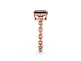 Rose gold Fancy Black Emerald Cut Solitaire Diamond Ring with Infinity Twist Band and Four-Prong Setting_2