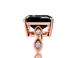 Rose gold Fancy Black Emerald Cut Solitaire Diamond Ring with Infinity Twist Band and Four-Prong Setting_5