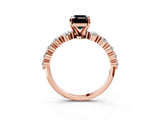 Rose gold Fancy Black Emerald Cut Solitaire Diamond Ring with Pave Band and Four-Prong Setting_3