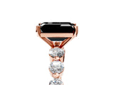 Rose gold Fancy Black Emerald Cut Solitaire Diamond Ring with Pave Band and Four-Prong Setting_5