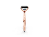 Rose gold Fancy Black Emerald Cut Solitaire Diamond Ring with Prong Setting and Plain Band_2