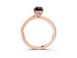 Rose gold Fancy Black Emerald Cut Solitaire Diamond Ring with Prong Setting and Plain Band_3