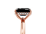 Rose gold Fancy Black Emerald Cut Solitaire Diamond Ring with Prong Setting and Plain Band_5