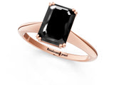 Rose gold Fancy Black Emerald Cut Solitaire Diamond Ring with Six-Prong Setting and Classic Band_13