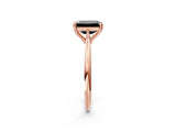 Rose gold Fancy Black Emerald Cut Solitaire Diamond Ring with Six-Prong Setting and Classic Band_14