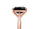 Rose gold Fancy Black Emerald Cut Solitaire Diamond Ring with Six-Prong Setting and Classic Band_17