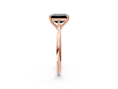 Rose gold Fancy Black Emerald Cut Solitaire Diamond Ring with Six-Prong Setting and Classic Band_2