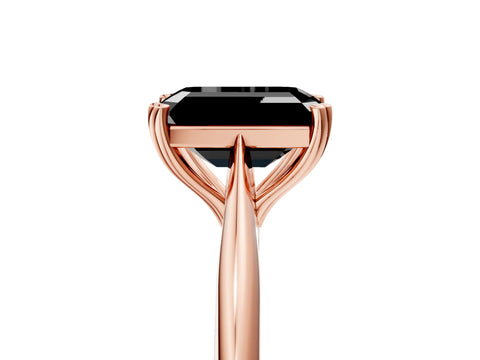 Rose gold Fancy Black Emerald Cut Solitaire Diamond Ring with Six-Prong Setting and Classic Band_5