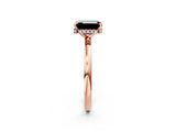 Rose gold Fancy Black Emerald Cut Solitaire Engagement Ring with Cathedral Band and Four-Prong Setting_2