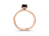 Rose gold Fancy Black Emerald Cut Solitaire Engagement Ring with Cathedral Band and Four-Prong Setting_3