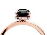 Rose gold Fancy Black Emerald Cut Solitaire Engagement Ring with Cathedral Band and Four-Prong Setting_4